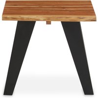 Surax Acacia Wood with Black Legs Side Table - Brown