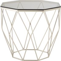 Allure Octagonal End Table With Brushed Nickel Base - Silver