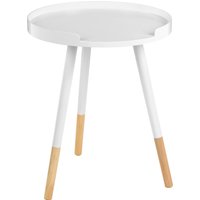Viborg White And Natural Round Side Table - White
