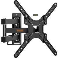 Articulating Tilt and Swivel Wall Mounted TV Bracket with Spirit Level - Black / 22cm