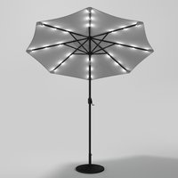 Lifeideas Solar 24 LED Parasol with Flower Base - Light Grey