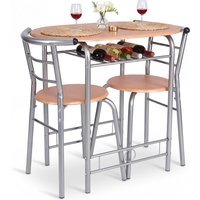 Oval Bistro Dining Set - Beech & Silver