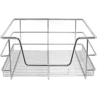 4x 400mm KuKoo Kitchen Pull Out Storage Baskets - Silver