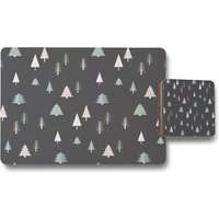 Christmas Winter Forest Dining Placemat Coaster Set - Black