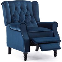 Althorpe Wing Back Recliner Chair - Midnight Blue / Velvet