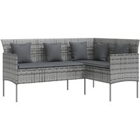 , Itzcominghome Garden bench Corner Seat with Cushion Rattan - Grey , Itzcominghome Garden bench Corner Seat with Cushion Rattan - Grey