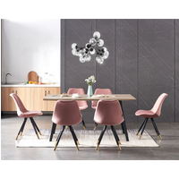 Sofia Rocco LUX Dining Set with a Table and Chairs Set of 6 - Pink