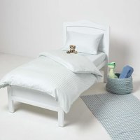 Satin Striped Egyptian Cotton Cot Bed Duvet Cover Set with Pillowcase 330 TC - Blue