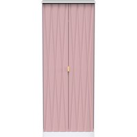 Diamond Ready AssembledTall Plain Wardrobe - Kobe Pink & White