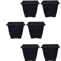 22cm Venetian Square Plastic Pot Black - Black / 6