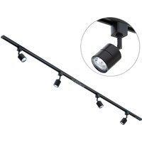 2m Track Light Kit with Soho Spotlight Heads and LED Bulbs - Black / 4