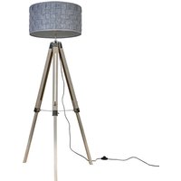 Clipper Brown Floor Lamp With Grey Felt Weave Shade XL - Brown