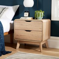 Home Source Nordica 2 Drawer Bedside Table Storage Unit - Natural
