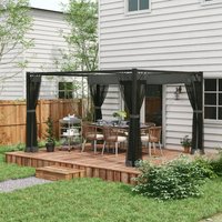 Outsunny Retractable Pergola Canopy with Nettings - Grey / 297cm