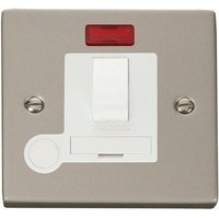 Pearl Nickel 13A Fused Connection Unit Switched With Neon With Flex - White