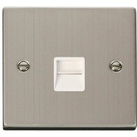 Stainless Steel Master Telephone Single Socket - White