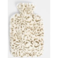 Fluffy Faux Fur Leopard Soft Hot Water Bottle Cover - Beige