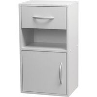 Bedside Cabinet with Shelf - Wooden Bedroom Nightstand Side Table - White / 54cm / 1
