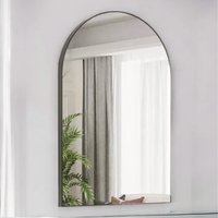 Large Arched Aluminium Wall Mirror for Bedroom Living Room - Black