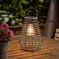 Solar LED Rattan Lantern Light - Grey