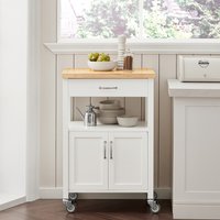 Kitchen Storage Cabinet Trolley - White