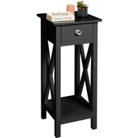 Side Table Wooden Slim Console with One Drawer - Black