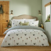Robin's Return Brushed Cotton Duvet Cover Set Super King - Cream/Pine