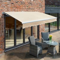 3m x 2.5m Retractable Manual Awning White Frame - Ivory