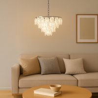 EGLO Carvario Satin Glass Pendant Chandelier Light - Chrome