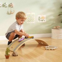 AIYAPLAY Kids Wooden Wobble Board with Rope and Felt - Natural wood finish