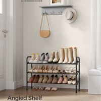Expandable Shoe Rack, 3-Tier Metal Shoe Shelf Storage - Black