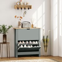 12 Shoe Storage Cabinet 4 Shelves 2 Drawers 837 062V00GN - Light Grey