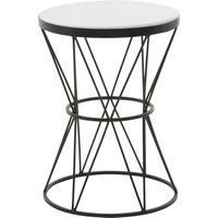 Shalimar Round White Marble Top Side Table - Black