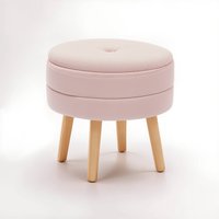Ivy Pink Velvet Stool - Pink