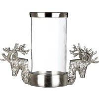 Stag Hurricane Design Candle Holder - Silver
