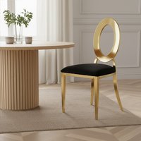 Sarita Stackable Gold Frame Dining Chair - Black, Gold