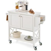 Rolling Storage Cart with Cabinet - White