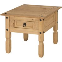 Corona 1 Drawer Lamp Table Solid Wood Pine Wooden End Side Coffee - Antique Wax