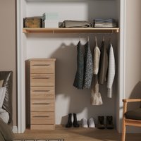 Sherwood Ready Assembled 5 Drawer Bedside Cabinet - Bardolino Oak