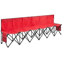 6 Seats Portable Folding Bench for Sports Camping - Red / 270cm