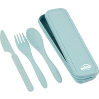 Mimo 3 Piece Mint Wheat Straw Travel Cutlery Set - Blue