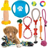 Fur & Bone Dog Chew Toys with Rope & Squeaky Puppy Toys - Multicolour