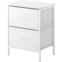 Bedside Table 2 Fabric Drawer Nightstand Storage Furniture Cabinet - White