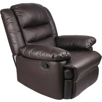 Bigzzia, Adjustable Leather Recliner Chair with Armrests - Brown Bigzzia, Adjustable Leather Recliner Chair with Armrests - Brown