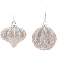 Truly Sumptuous, Blush White Ridged Glass Bauble - Pink Truly Sumptuous, Blush White Ridged Glass Bauble - Pink