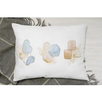 Blush, Blue, White, Beige Watercolor Illustration Elements Cushion - White