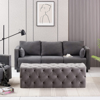 Melia Velvet Ottoman Bench Large Single - Grey
