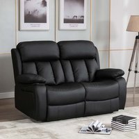 Chester Electric High Back Luxury Bond Grade Leather Recliner 2 Seater Sofa - Black