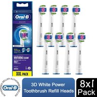 Oral-B 3D White Clean Maximiser Replacement Toothbrush Head, Pack of 4 or 8 - 8x / 22cm