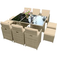 More4Homes, Santorini 10 Seater Premium Cube Rattan Outdoor Patio Garden Dining Table Set - Natural More4Homes, Santorini 10 Seater Premium Cube Rattan Outdoor Patio Garden Dining Table Set - Natural